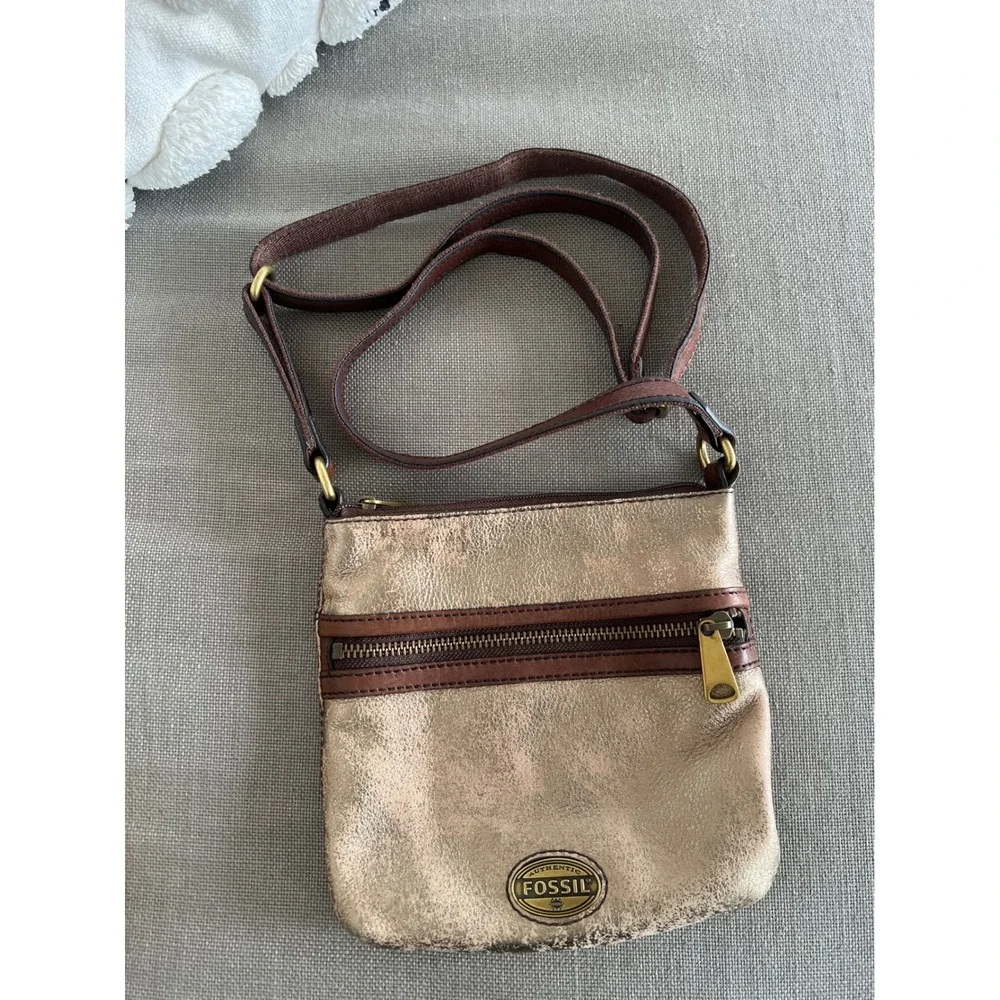 Fossil Crossbody Copper Tone Bag Brass Hardware